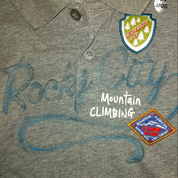 ☆NWT☆Toddler Boy "TOUGHSKINS" Short Sleeve Polo Shirt Mtn Climbing Theme 24m - Picture 3 of 10